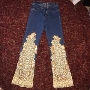 Jeans with golden embellishment